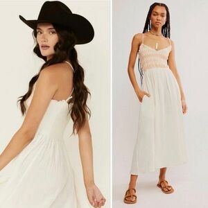 Free People | Sweet Nothings Cotton Gauze Midi Dress in Marshmello, large